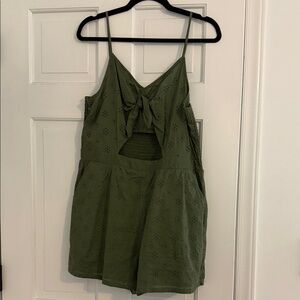 Aerie Olive Green Jumpsuit with Bow Detail